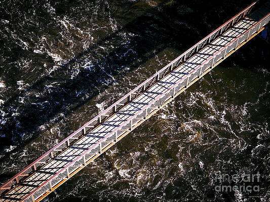 Addison County Photograph - Aerial View Of The Marble Works Memorial Walking Bridge, MIddlebury, Vermont by Eric Killorin