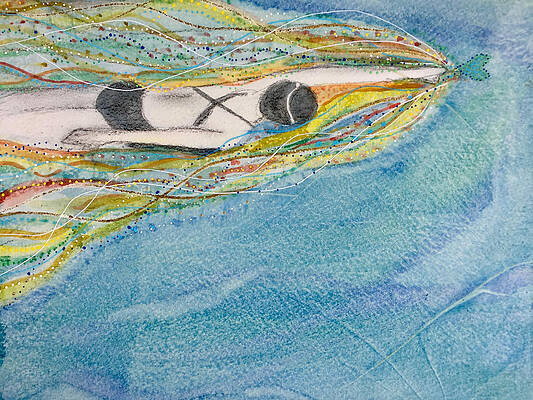 Landscape Wall Art featuring the mixed media Marcie Sparkles Horizontal by Mary Conner