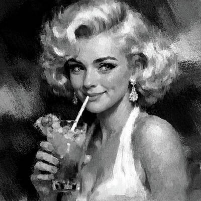 Marilyn Monroe with a Cocktail Digital Art