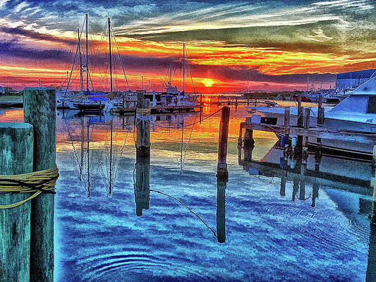 Sunset Photograph - Marina Sunset-Digital Art by Steve Templeton