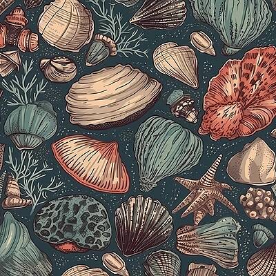 Summer Digital Art - Marine Pattern With Various Types Of Shells by Andre Petrov
