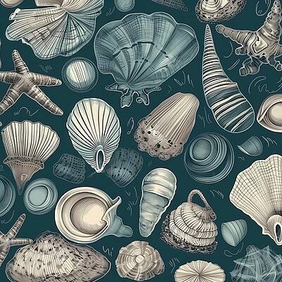 Summer Digital Art - Marine Pattern With Various Types Of Shells No 2 by Andre Petrov
