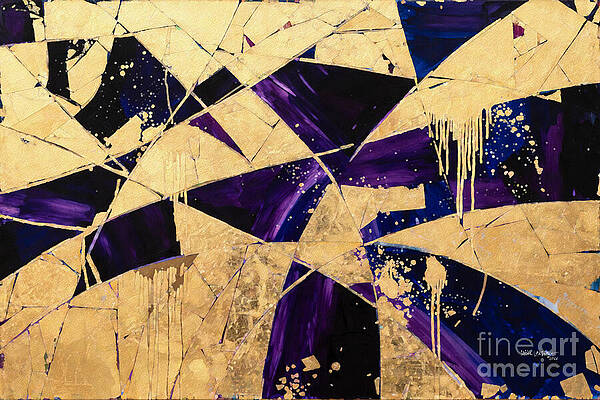 Abstract Gold and Purple Design Wall Art