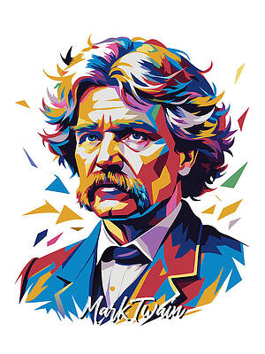 Motivational Digital Art - Mark Twain #1 In WPAP Pop Art by Vector Artnesia