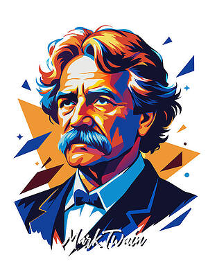 Motivational Digital Art - Mark Twain #2 In WPAP Pop Art by Vector Artnesia