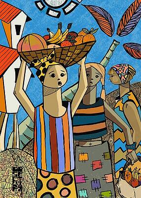 Nostalgic Wall Art featuring the painting Market Day by Oscar Ortiz