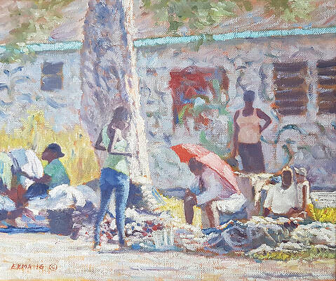 Wall Art featuring the painting Market Day - Abaco, Bahamas by Ritchie Eyma