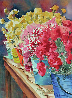 Wall Art featuring the painting Market Flower Show by Sheila Parsons