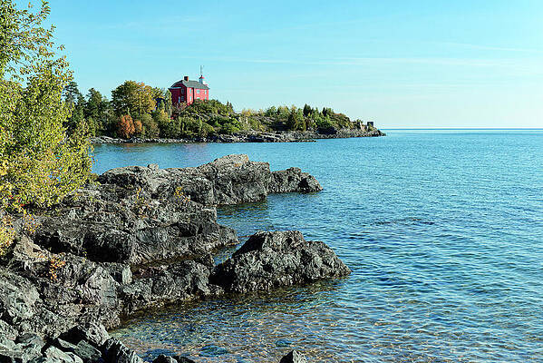Architecture Wall Art featuring the photograph Marquette Harbor Lighthouse On A Clear Fall Morning by Michael Collins