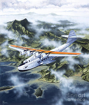 Airplane Wall Art featuring the painting Martin M-130 by Steve Ferguson