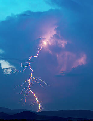 Luminous Wall Art featuring the photograph Massive Lightning Stroke In Color by Charles Floyd