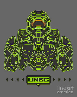 Wall Art featuring the digital art Master Chief Petty Officer John-117 UNSC by Kirania Finest