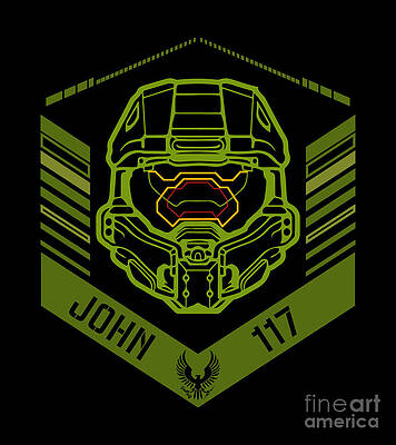Wall Art featuring the digital art Master Chief Spartan John 117 by Kirania Finest