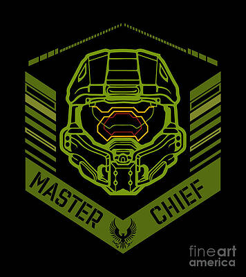 Wall Art featuring the digital art Master Chief Spartan UNSC by Kirania Finest