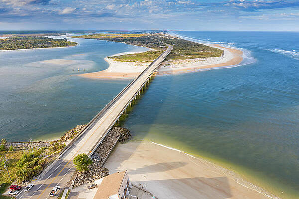 Florida Wall Art featuring the photograph Matanzas Inlet - Crescent Beach Aerial by Michael Warren