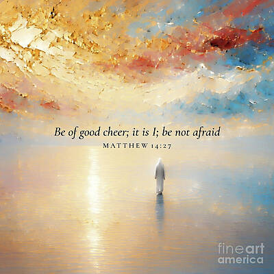 Wall Art featuring the painting Matthew 14 27 Square Christian Art, Be Not Afraid by Mark Lawrence