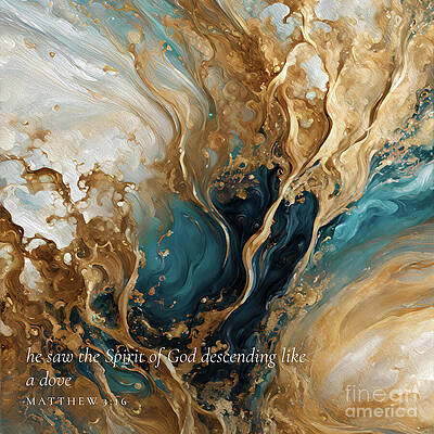 Wall Art featuring the painting Matthew 3 16 Square Christian Art, The Heavens Were Opened by Mark Lawrence