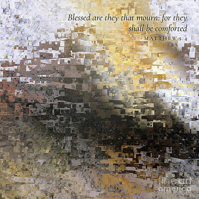 Wall Art featuring the painting Matthew 5 4 Bible Verse Wall Art, Blessed Are They That Mourn by Mark Lawrence