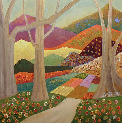 Landscape Painting - May Autumn Shine by Angeles M Pomata