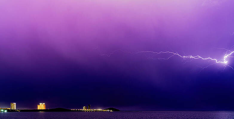Mexico Wall Art featuring the photograph Mazatlan Purple Skies Lightning by Tommy Farnsworth