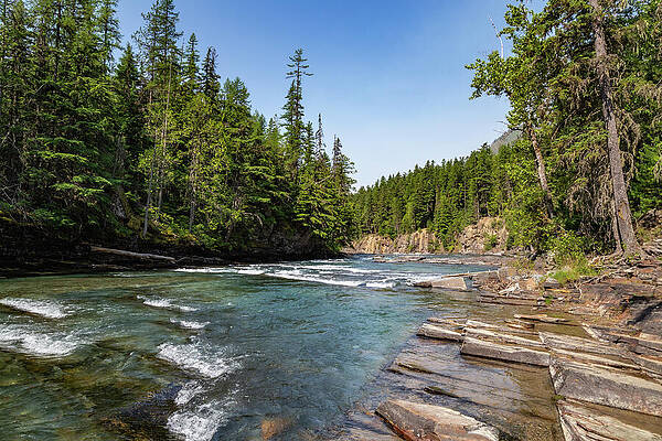 Serene Mountain River Rapids Wall Art