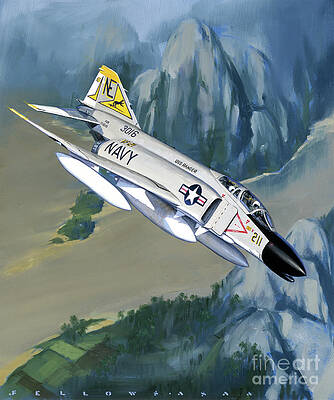 Airplane Wall Art featuring the painting McDonnell Douglas F-4 Phantom II by Jack Fellows