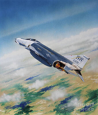 Airplane Wall Art featuring the painting McDonnell Douglas F-4 Phantom II by Steve Ferguson