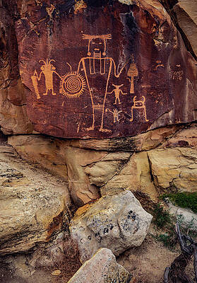 Scenery Photograph - McKee Springs Warrior Spiral Petroglyphs, Utah - Vertical by Abbie Warnock