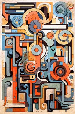 Vibrant Wall Art featuring the painting Mechanical Swirl by Land of Dreams