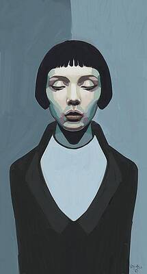 Elegant Figure in Blue and Black Wall Art