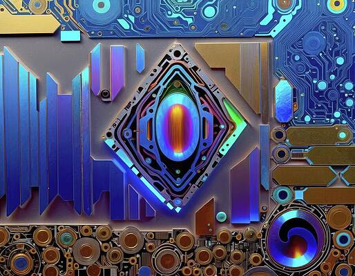 Vibrant Digital Art - Meditation Circuit by Eris And AI