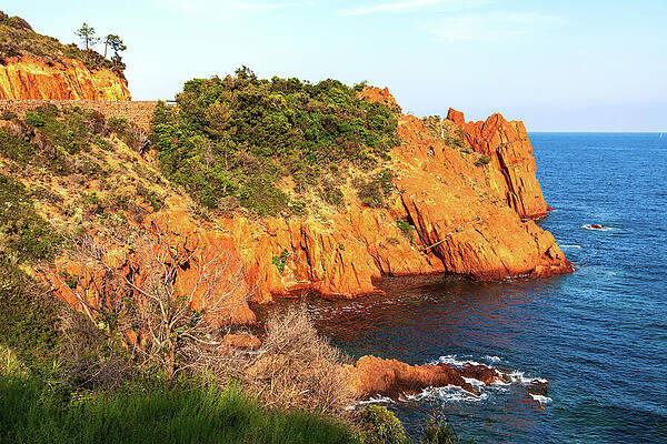 Vibrant Wall Art featuring the photograph Orange Rocks On The French Riviera by Tatiana Travelways
