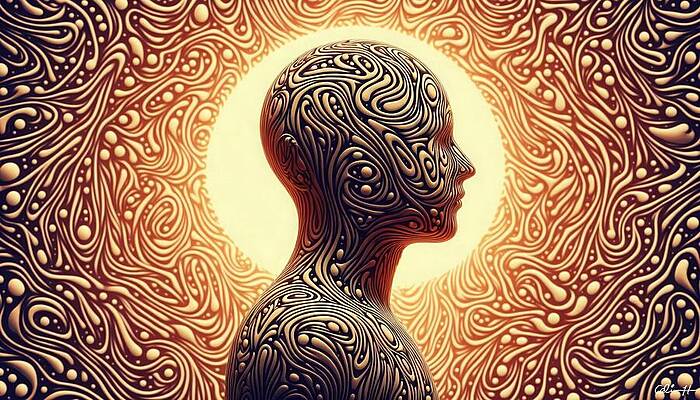 Intricate Swirling Human Silhouette Wall Art