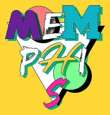 Wall Art featuring the digital art Memphis Style Logo by Christopher Lotito