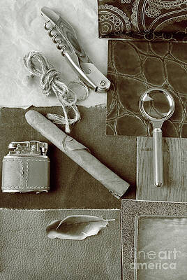 Photograph - Men Accessories In Sepia by Severija Kirilovaite