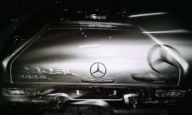 Wall Art featuring the photograph Mercedes 280 SL Black And White 0843-301 by Neptune Images