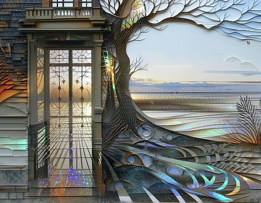 Dreamlike Architectural Landscape Digital Art