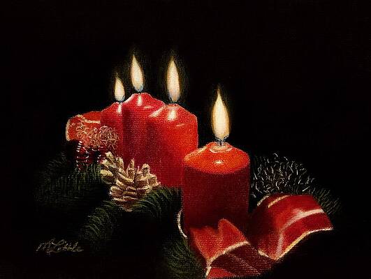 Wall Art featuring the pastel Merry Christmas by Marlene Little
