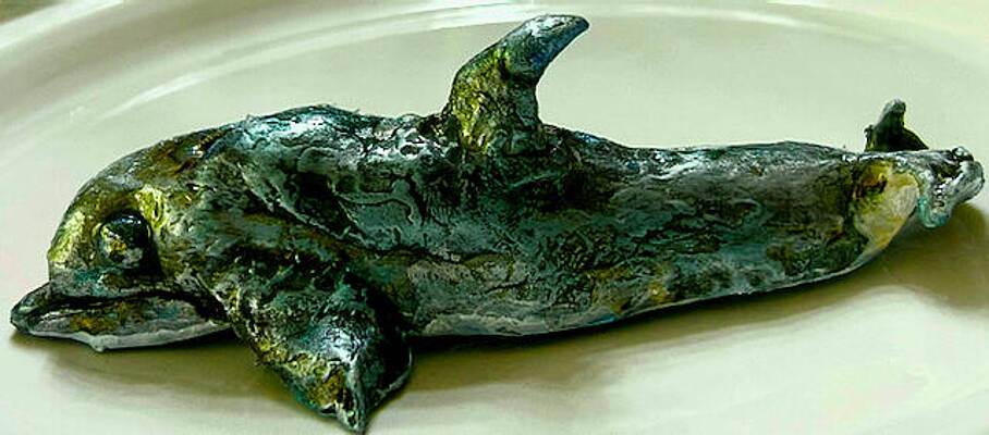 Metallic Dolphin Sculpture Wall Art