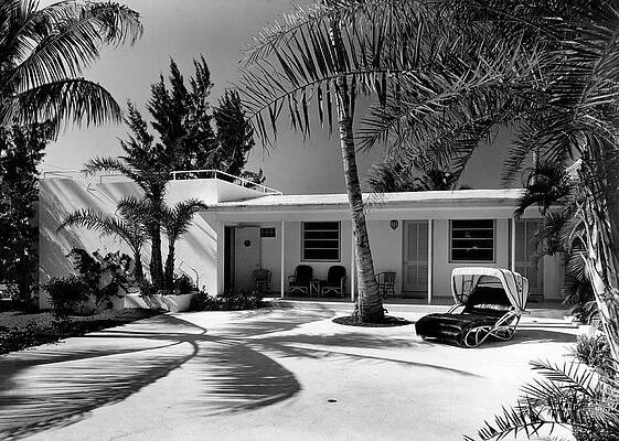 Miami Beach House with Palm Trees Photograph