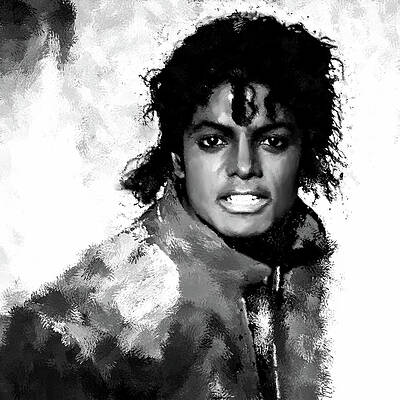 Dramatic Digital Art - Michael Jackson, American Singer-songwriter And Dancer BW by Gradify Creations
