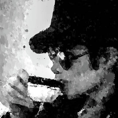 Black And White Digital Art - Michael Jackson Drinking A Cup Of Tea BW by Gradify Creations