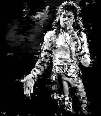 Black And White Digital Art - Michael Jackson In A Dynamic Pose BW by Gradify Creations