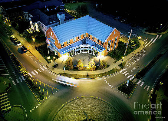 Sunset Photograph - Aerial View Of The Middlebury Town Offices At Sunset by Eric Killorin