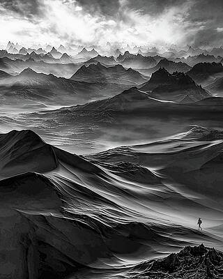 Majestic Mountain Landscape at Dusk Photograph