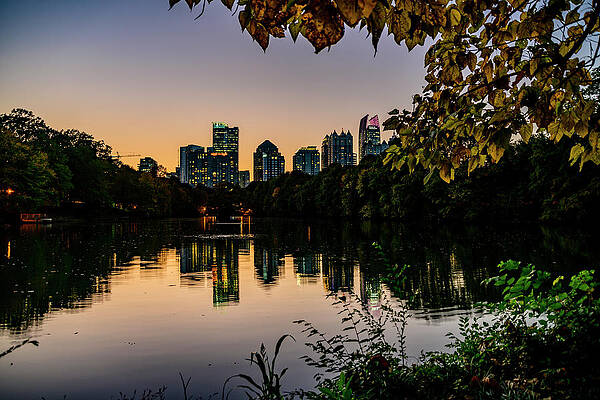 Atlanta Wall Art featuring the photograph Midtown Atlanta At Dusk With Fall Foliage by Anthony Hightower