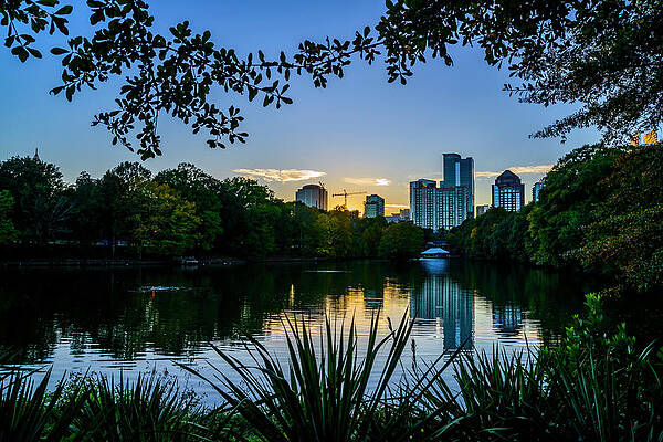 Vibrant Photograph - Midtown Atlanta Sunset From Piedmont Park by Anthony Hightower