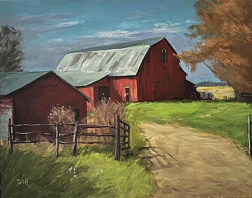 Rustic Red Barn in Countryside Wall Art