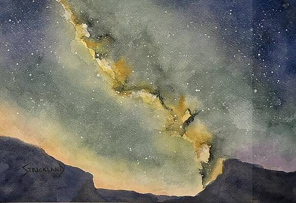 Starry Night Over Canyon Painting