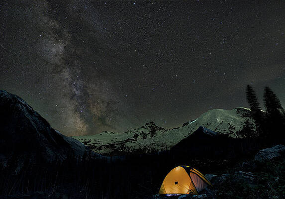 Milky Way Over Mount Rainier by Carl Prothman